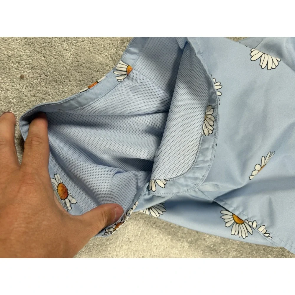 Nike Sportswear Light Blue Daisy Print Swim Shorts Summer Casual Lined‎ Mens S